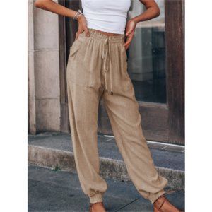 Casual loose fit, large size, tan pant